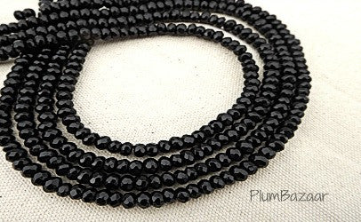 Obsidian beads, 6mm faceted round, 15" strand