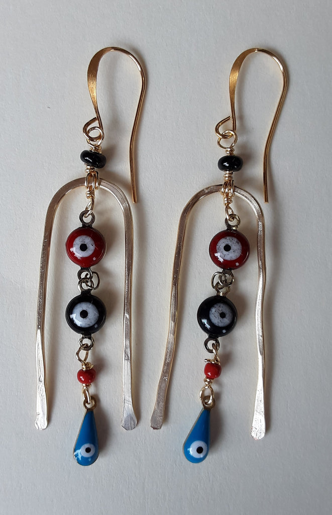 Evil Eye Earrings, Free Ship, Multi-color, Nickel Free Earring Wirea