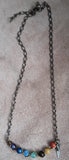 Chakra 7 Gemstone Bead necklace with Mini  Quartz dangle, Free Shipping