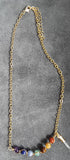 Chakra 7 Gemstone Bead necklace with Mini  Quartz dangle, Free Shipping
