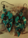 Wire Wrapped Leaf Earrings, Free Shipping in USA