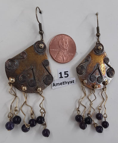 Fast, Free Shipping from Branson, MO. Metal & Amethyst bead earrings