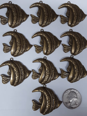10 Metal Fish Pendants, Free shipping Continental U.S.