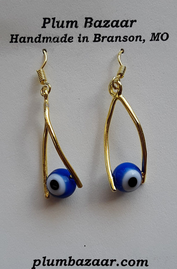 8mm Evil Eye Earrings, Nickel Free Earring Hooks