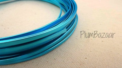 4mm(5/32") Flat Aluminum Wire for jewelry or crafts, 25 ft. coil, turquoise