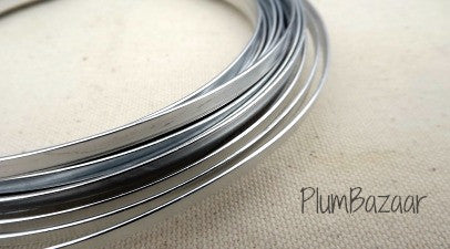 5mm(13/64) Flat Aluminum Wire for jewelry or crafts, 24 ft. coil, silver