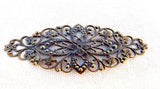 Large metal filigree bracelet blanks, antiqued brass color, set of 2