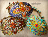 Large metal filigree bracelet blanks, antiqued brass color, set of 2
