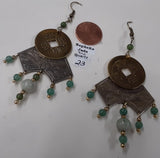 Metal Earrings from Thailand,  Nephrite Jade,  Free Shipping