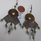 Metal Earrings from Thailand,  Nephrite Jade,  Free Shipping