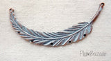 Hand painted vintage inspired antique copper plated feather, pendant or necklace connector, ice blue
