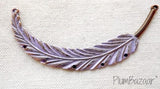 Hand painted vintage inspired antique copper plated feather, pendant or necklace connector, lavender