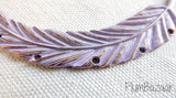 Hand painted vintage inspired antique copper plated feather, pendant or necklace connector, lavender