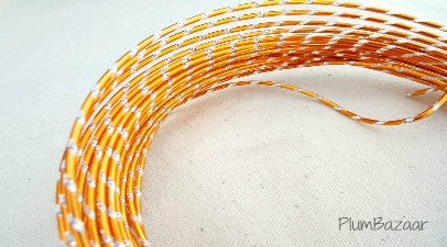 Aluminum wire, round 12 gauge 2mm, 32 ft., diamond cut, orange and silver