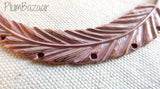 Hand painted vintage inspired antique copper plated feather, pendant or necklace connector, pink