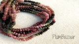 Tourmaline, 15" strand of 3mm spacer beads in graduated colors